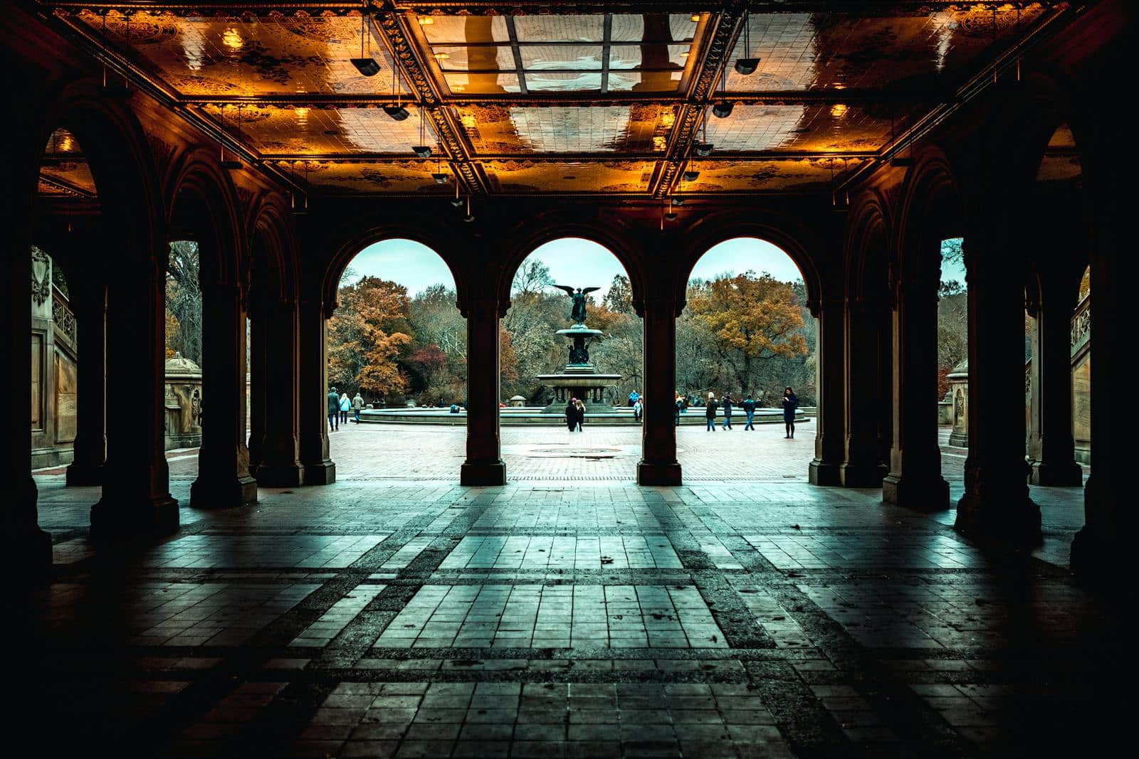 Arches and Pillars of a Building With Floor Tiles